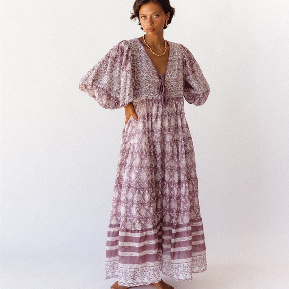 Daughters of India Lavender Patterned Maxi Dress